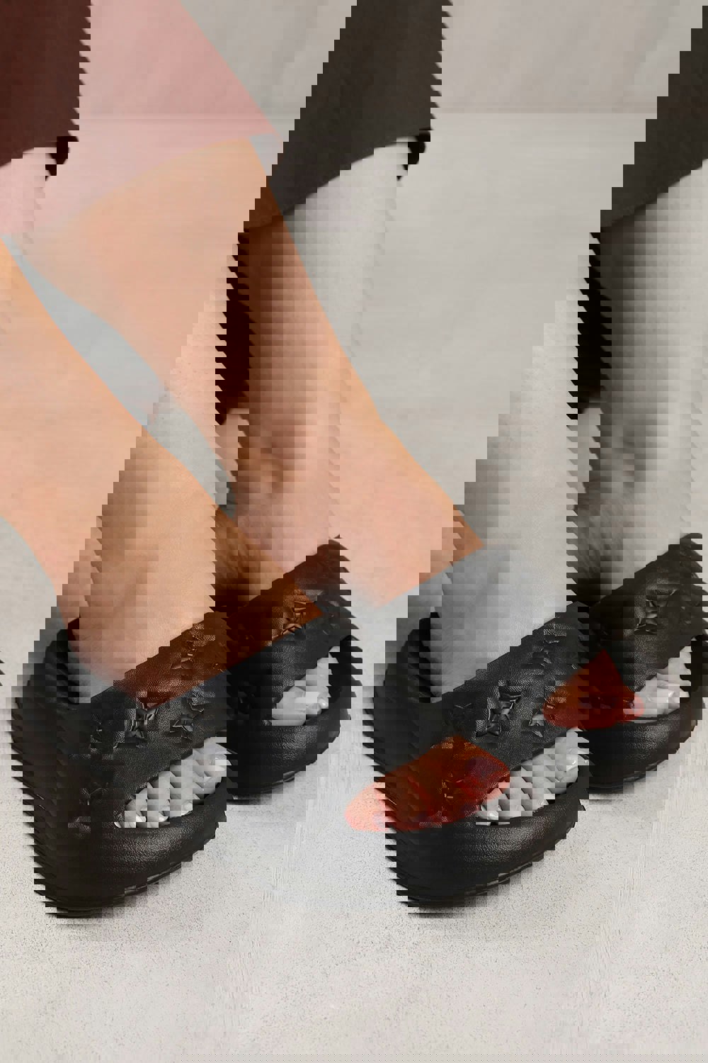Where's That From SYCAMORE EMBOSSED SLIDERS IN BLACK