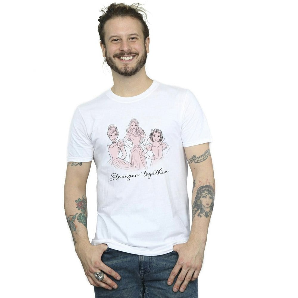 Disney Mens Princesses Stronger Together T-Shirt - White