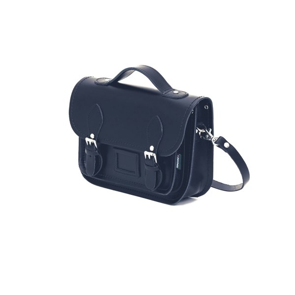 Zatchels Leather Midi Satchel - Navy