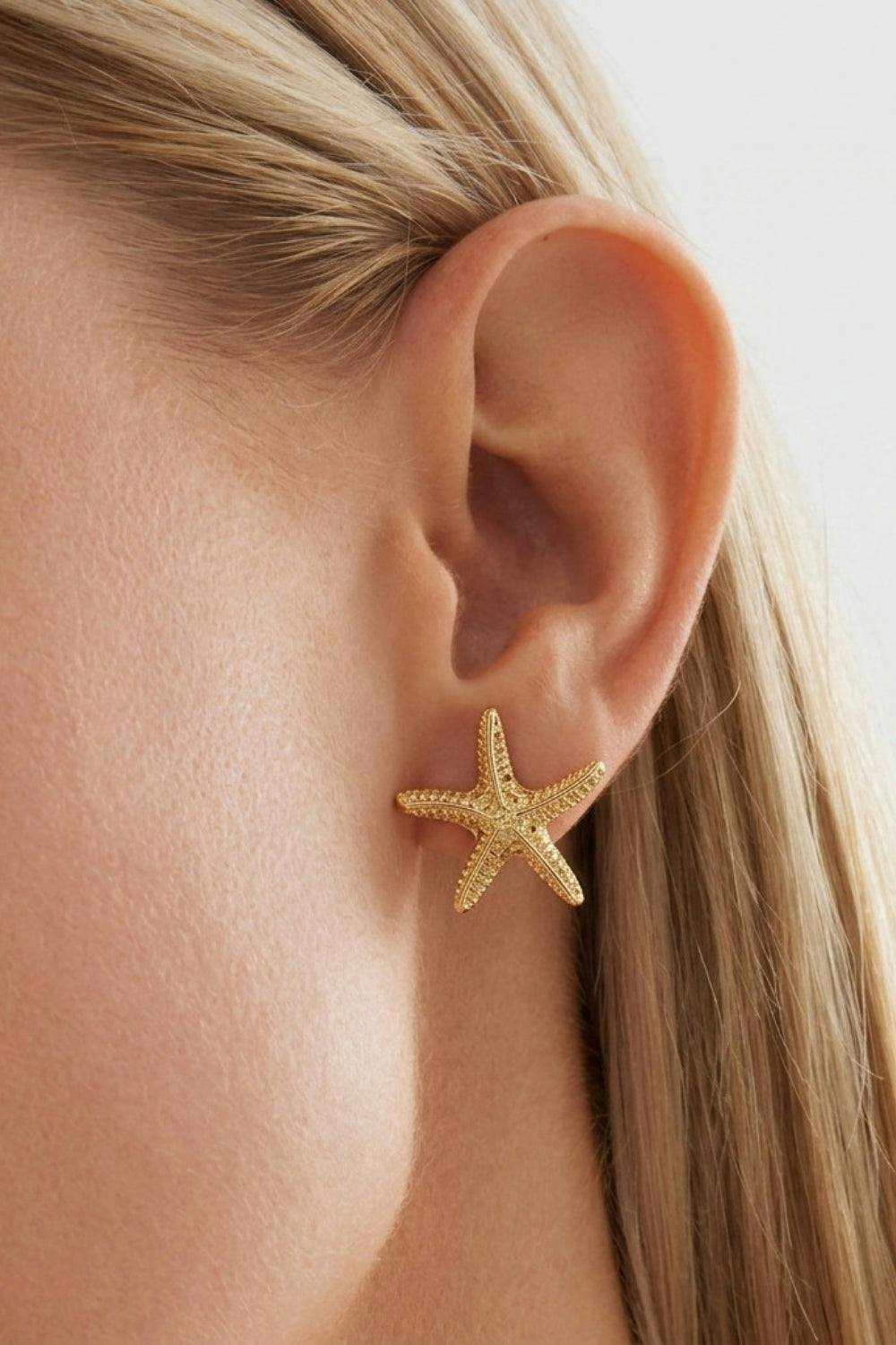 Serla Gold Plated Star Fish Earrings
