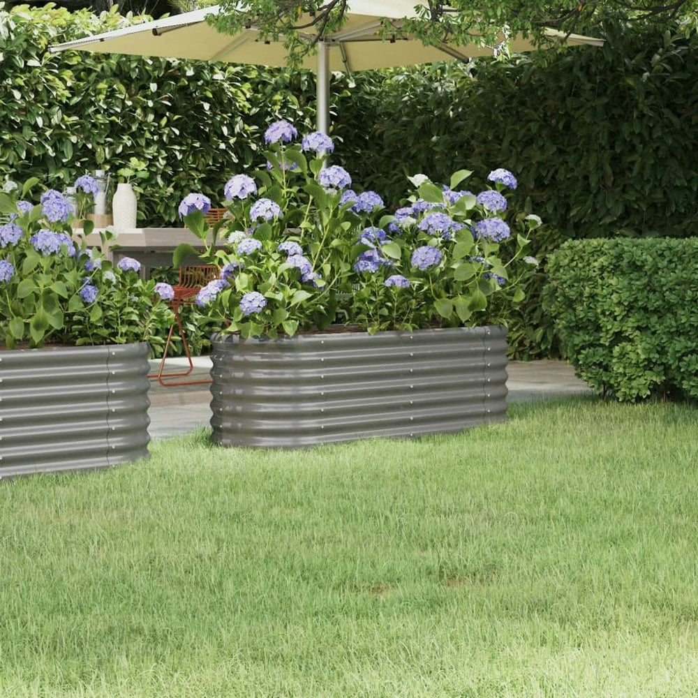 Berkfield Garden Raised Bed Powder-coated Steel 114x40x36 cm Grey