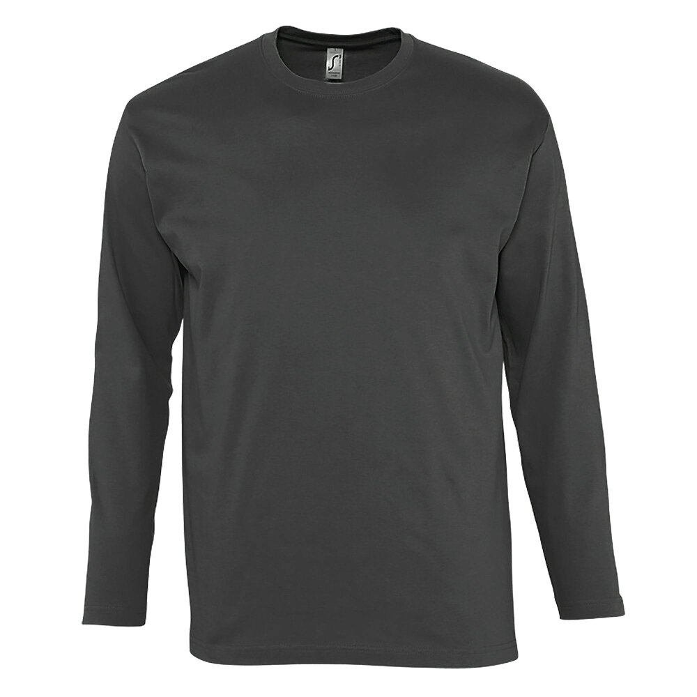 SOLS Mens Monarch Long Sleeve T-Shirt - Dark Grey
