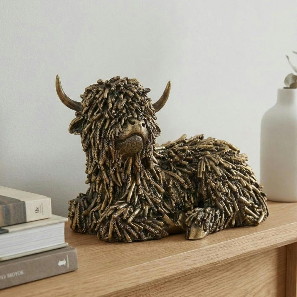 Garden Greatness Doodle Lying Highland Cow Ornament