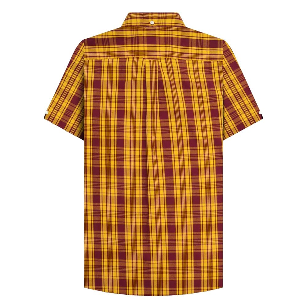 Lambretta Mens SS25 Checked Shirt - Burgundy/Gold