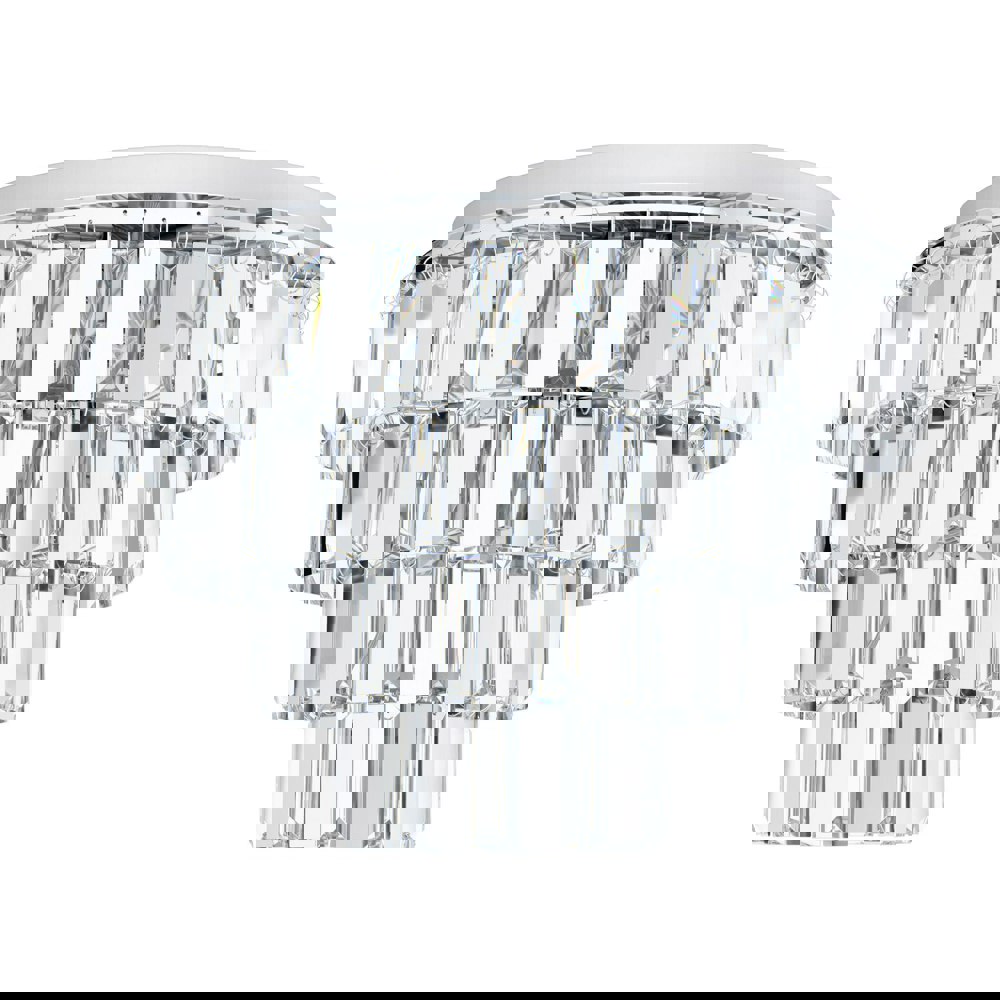 Flush Ceiling Light Colour Chrome Shade Tiered Clear Crystals Bulb E14 7x40W Loops