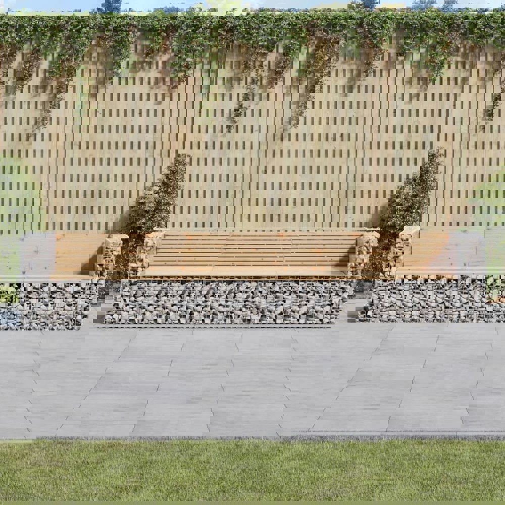Berkfield Garden Bench Gabion Design 347x71x65.5 cm Solid Wood Pine