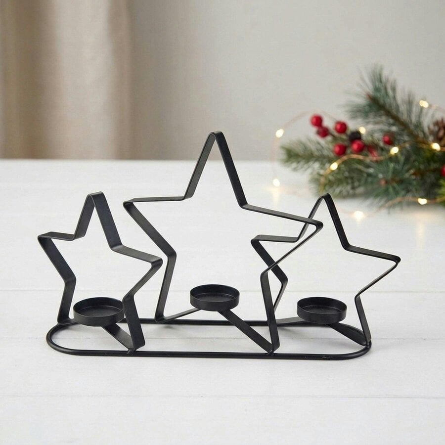 Garden Greatness Star Amber Triple Tealight Holder