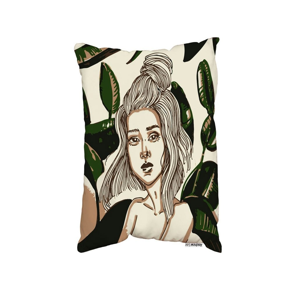 Benjamin Tate Design Young Woman In Tropical Leaves (Outdoor Cushion)