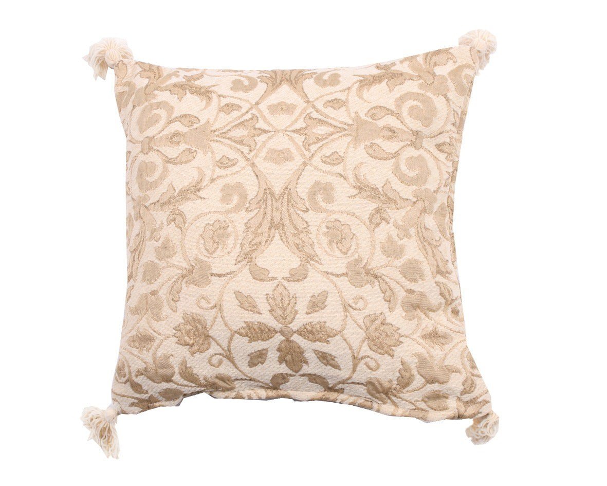 Intimates Superior Jacquard Floral Tassle Corner Cushion - 43cm x 43cm