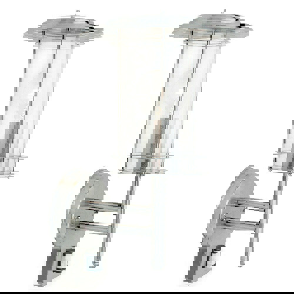 IP44 Outdoor Wall Light Stainless Steel Modern Lantern Glass Round PIR Outdoor Loops