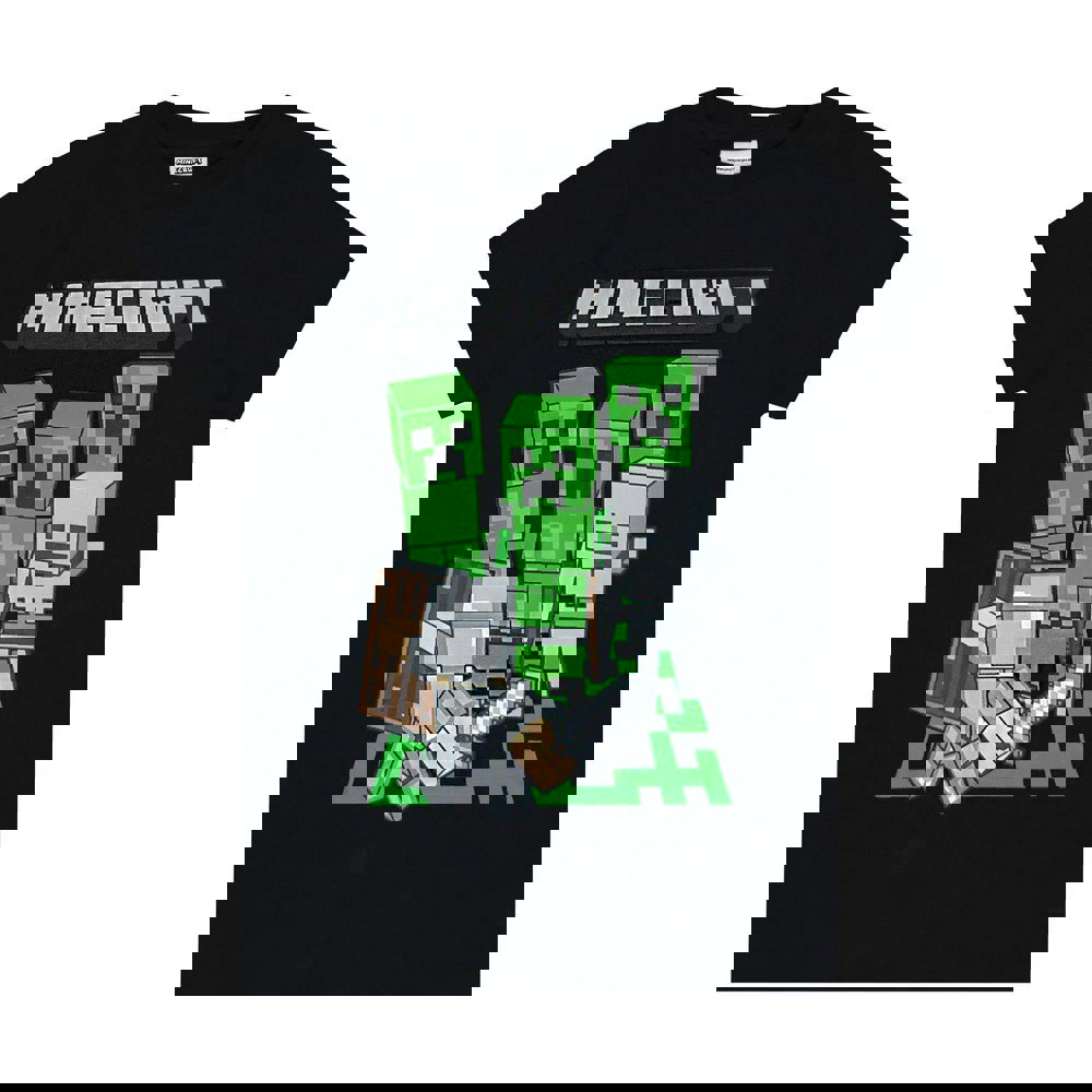 Minecraft Childrens/Kids Adventure Logo T-Shirt - Black/Green/Grey