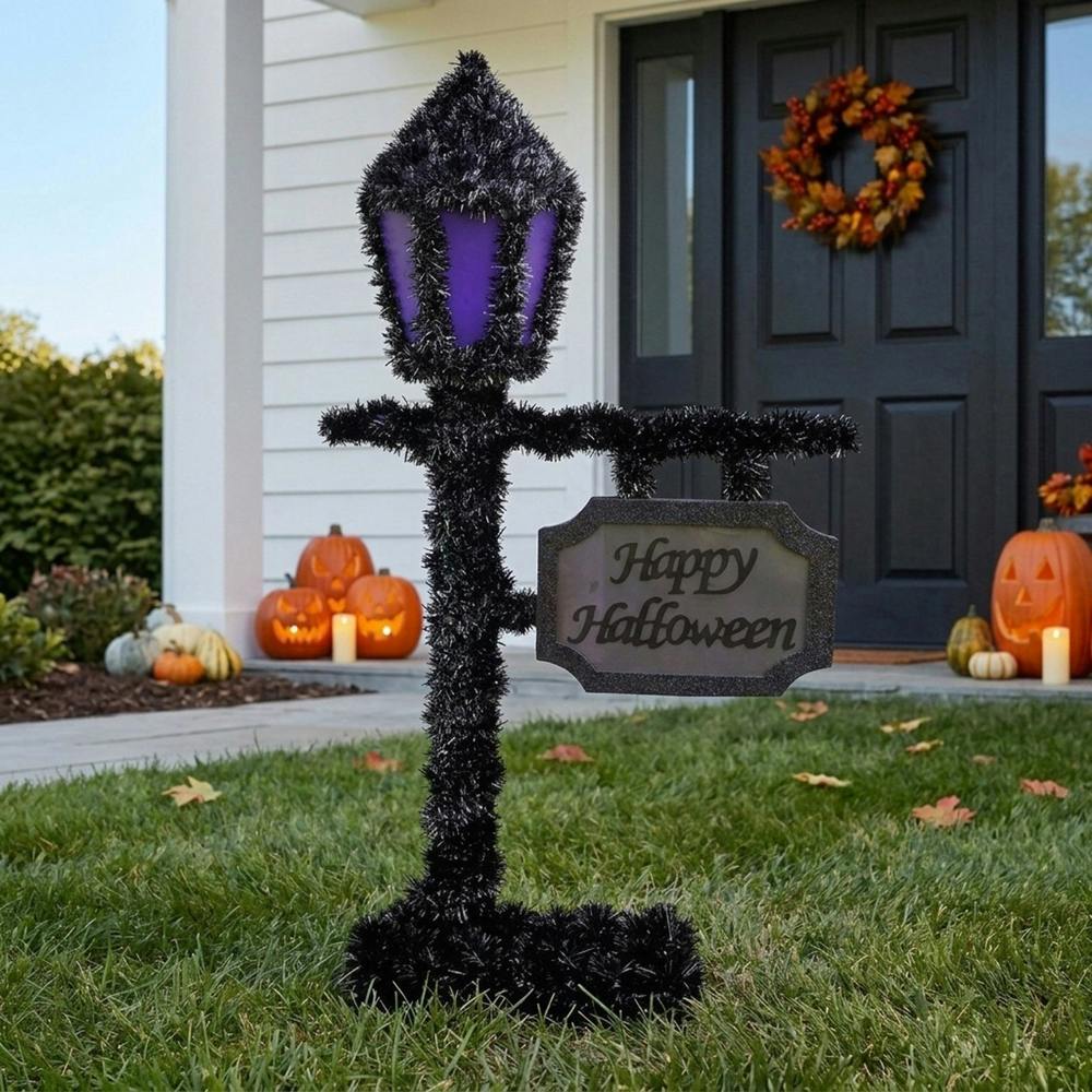 Garden Greatness Glowing Tinsel Halloween Lamppost Light