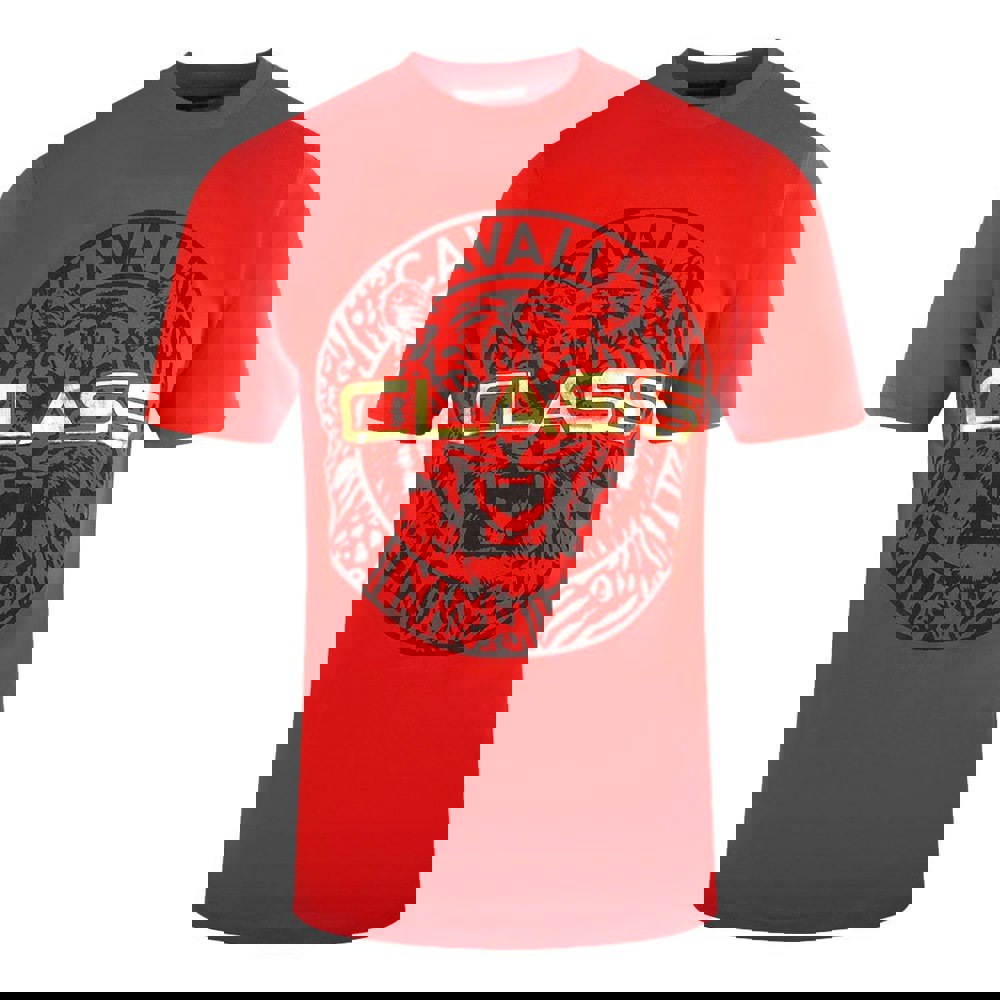 Cavalli Class Circular Tiger Design Red T-Shirt