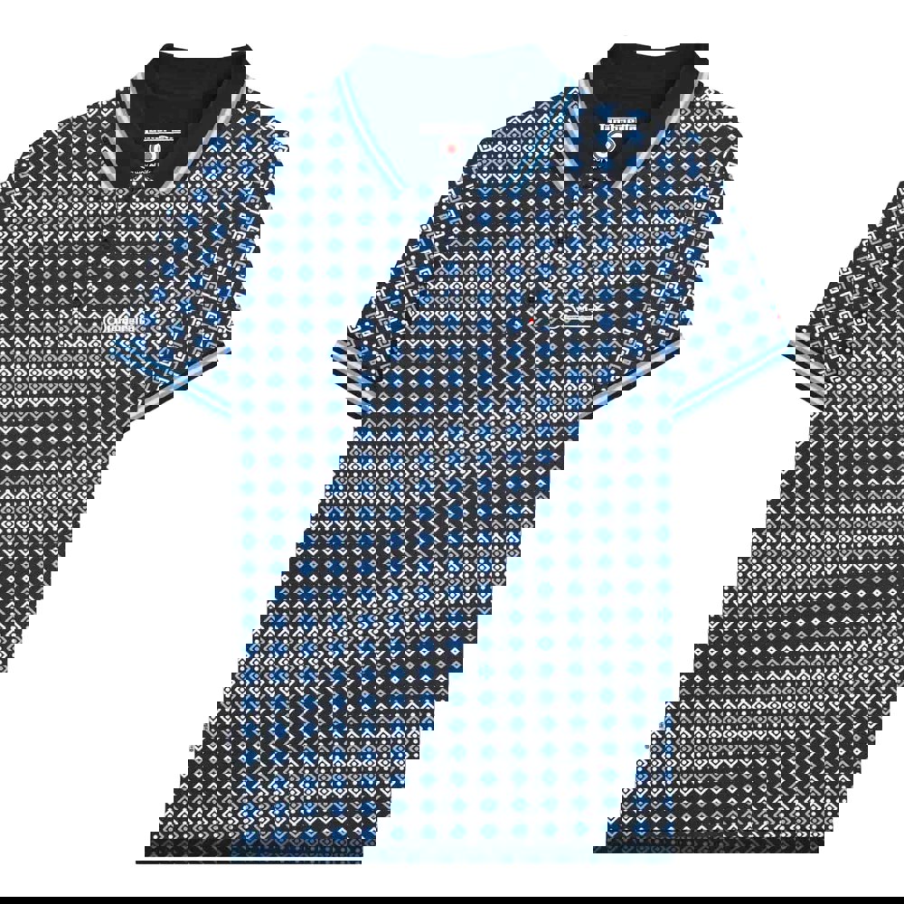 Lambretta Mens SS25 Geometric Polo Shirt - Navy/Azure