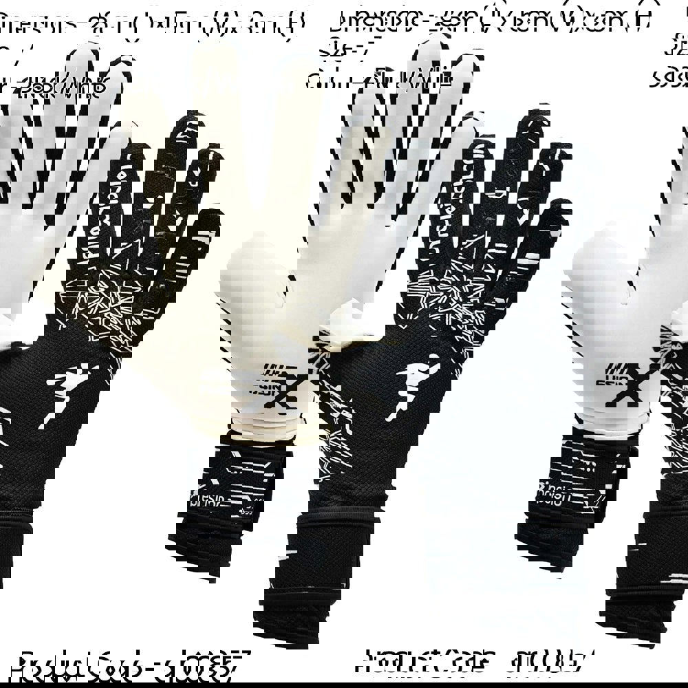 Size 7 PRO JUNIOR Goal Keeping Gloves Lightweight Black/White Keeper Glove
