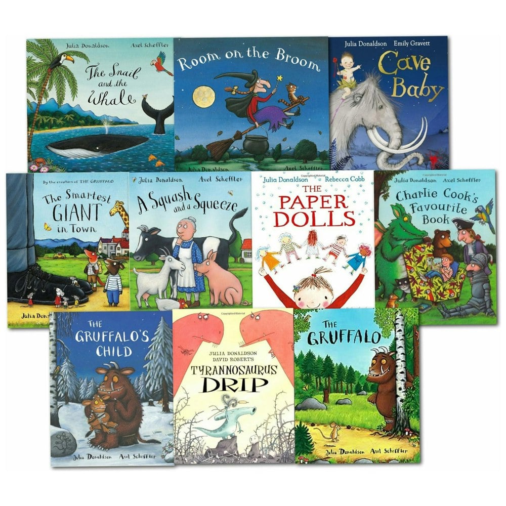 Julia Donaldson Picture Book Collection 10 Books Set (The Gruffalo, The Gruffalo Child, Cave Baby)