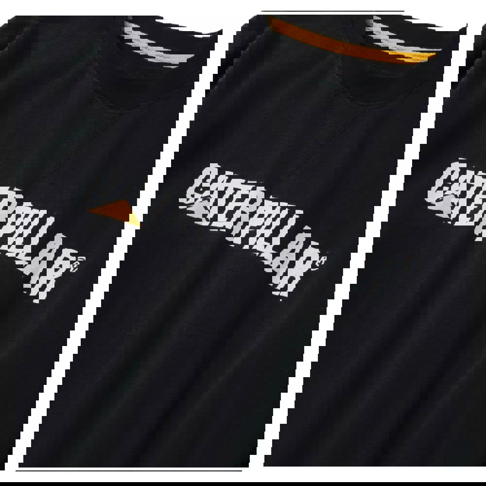 Caterpillar Mens Logo Midweight Crew Neck Jumper - Black