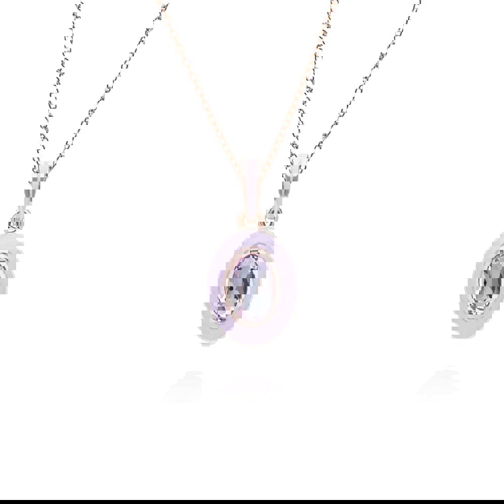 253P335601925 Siberian Waltz Violet Enamel & Pink Amethyst Pendant In 18ct Rose Gold Plated Sterling Silver Front