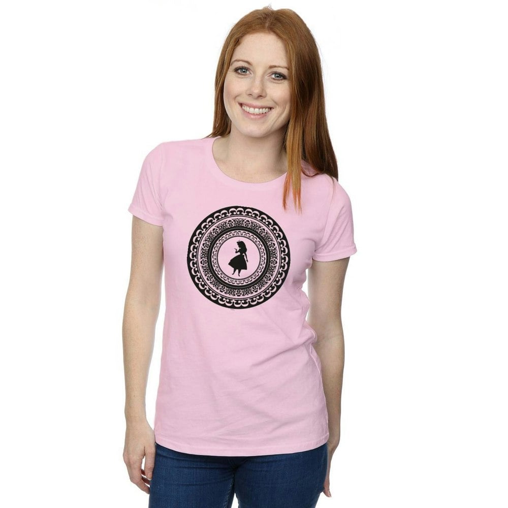 Disney Womens/Ladies Alice In Wonderland Circle Cotton T-Shirt - Baby Pink