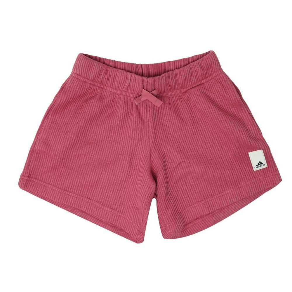 Adidas Boys Waffle Knit Loose Fit Lounge Shorts - Pink