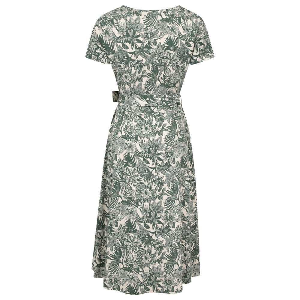 Mountain Warehouse Women's Santorini Floral Wrap Midi Dress - Khaki Green