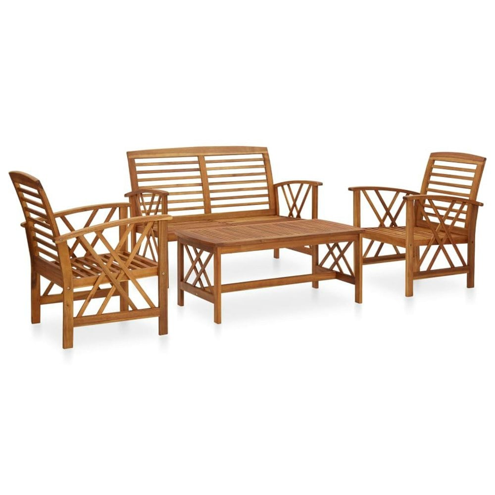 Berkfield 4 Piece Garden Lounge Set Solid Acacia Wood