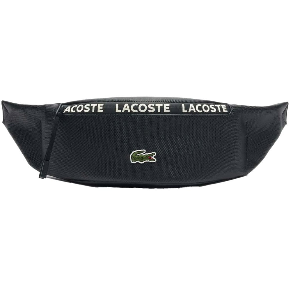 Lacoste Stripe Canvas Logo Waist Bag - Black