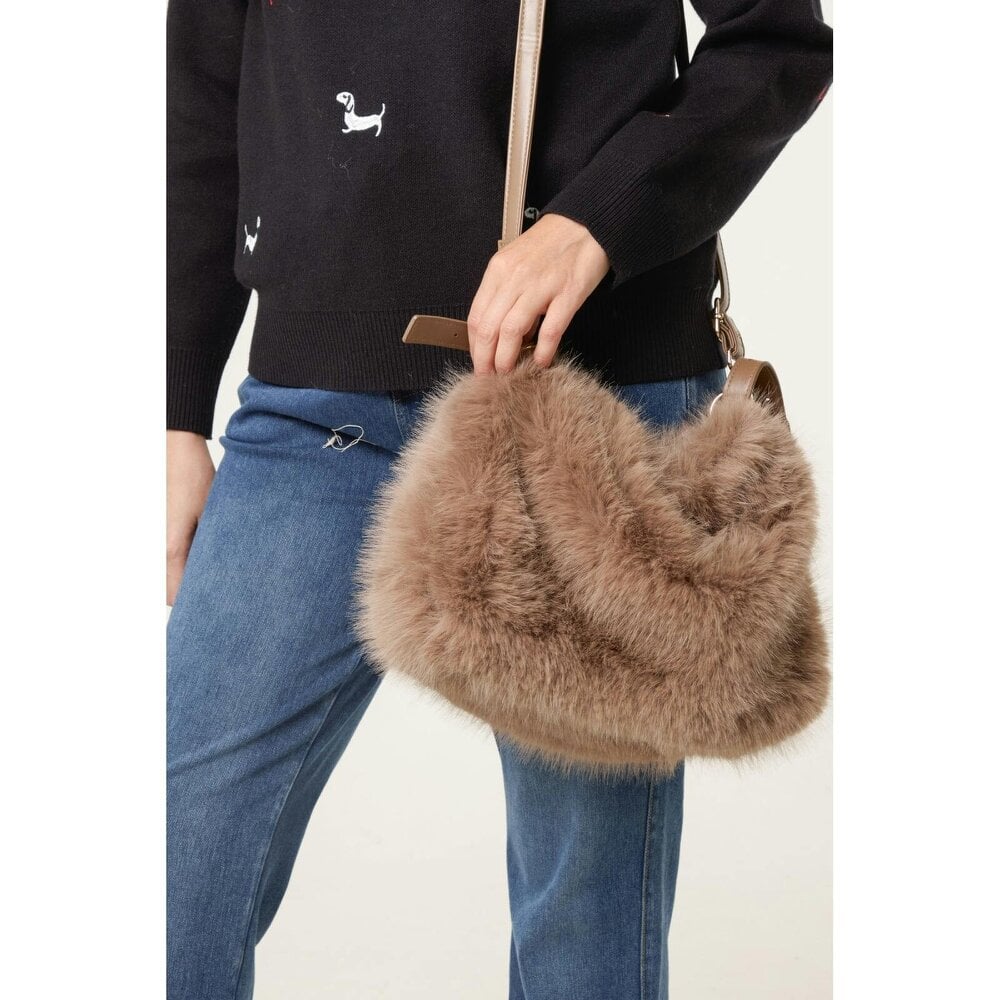 Blue Vanilla Fluffy Faux Fur Shoulder Bag