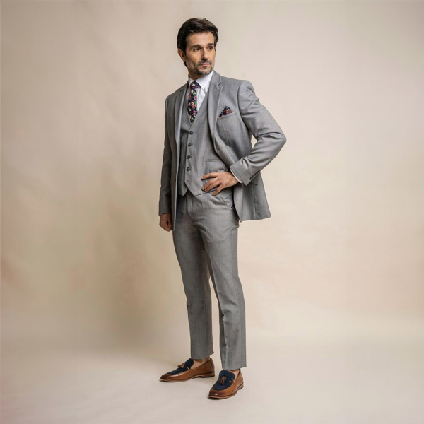 Reegan Grey Three Piece Suit Front