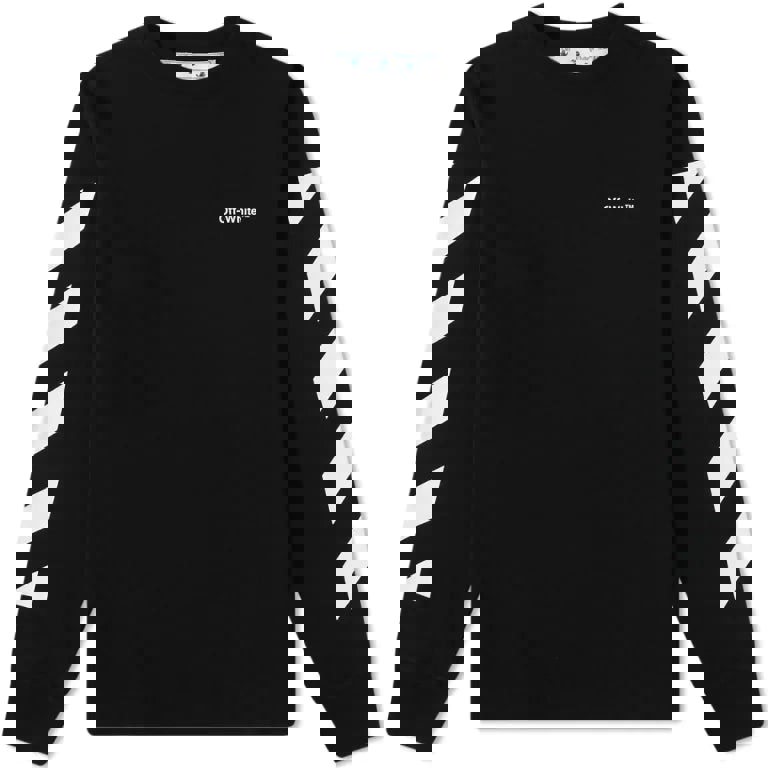 OFF-WHITE Diagonal Helvetica Long Sleeve T-Shirt Black/White - Supplied LuxuryOff-White