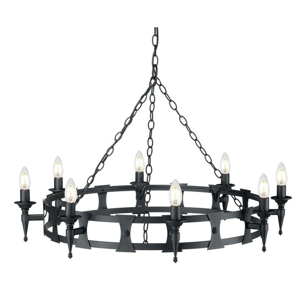 8 Bulb Chandelier Hanging Pendant LIght Black LED E14 60W Bulb Loops