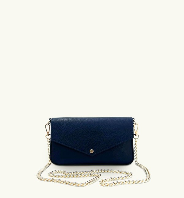 Apatchy London The Munro Leather Shoulder Bag - Navy