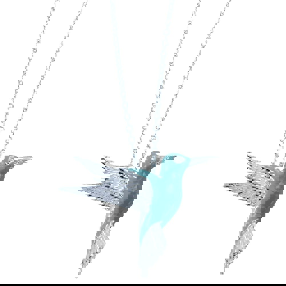 Sterling Silver Hummingbird and Enamel Necklace - Reeves & Reeves