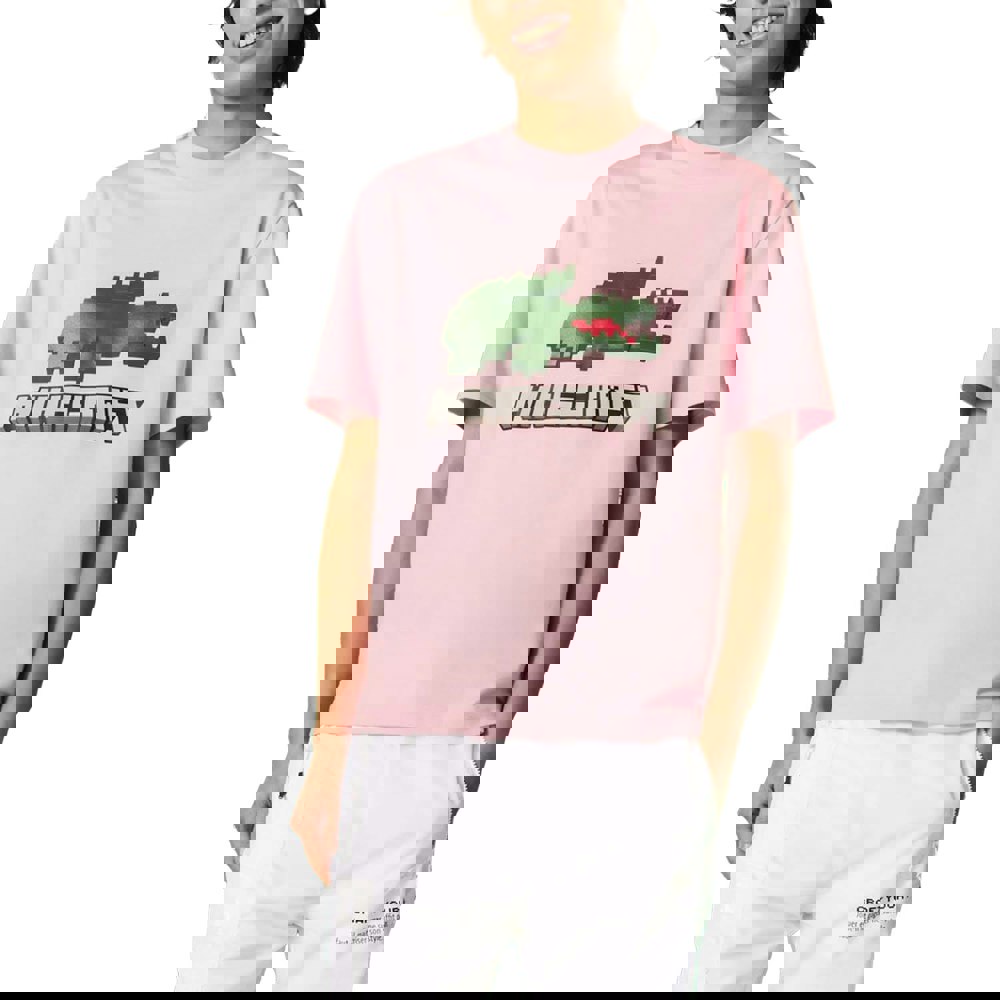 Lacoste Unisex x Minecraft Print T-Shirt - Pink
