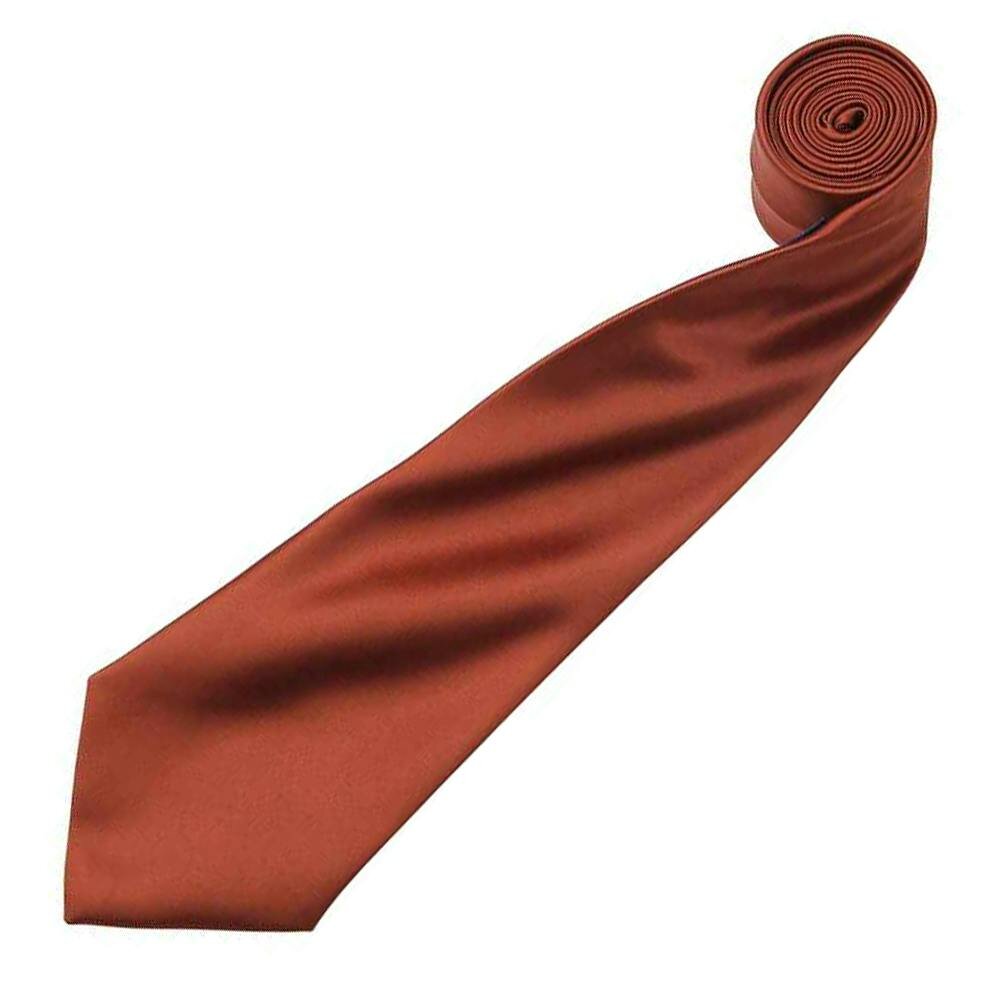 Premier Mens Plain Satin Tie (Narrow Blade) - Chestnut