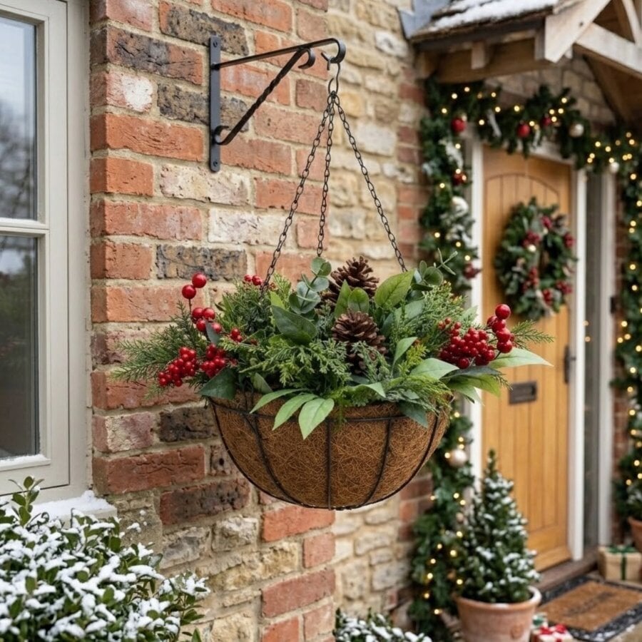 Garden Greatness Seasonal Greenery Christmas Hanging Basket