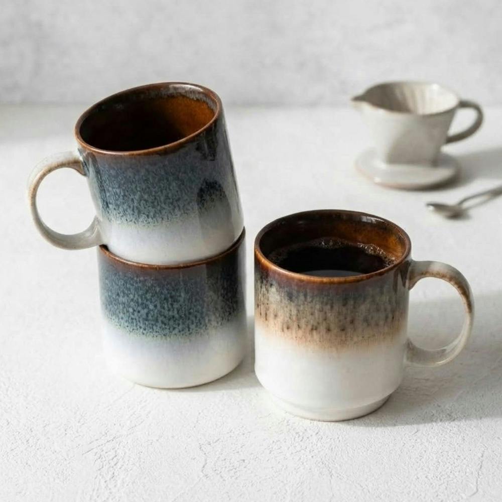 Garden Greatness Artisan Reactive Glaze Stacking Mug Set