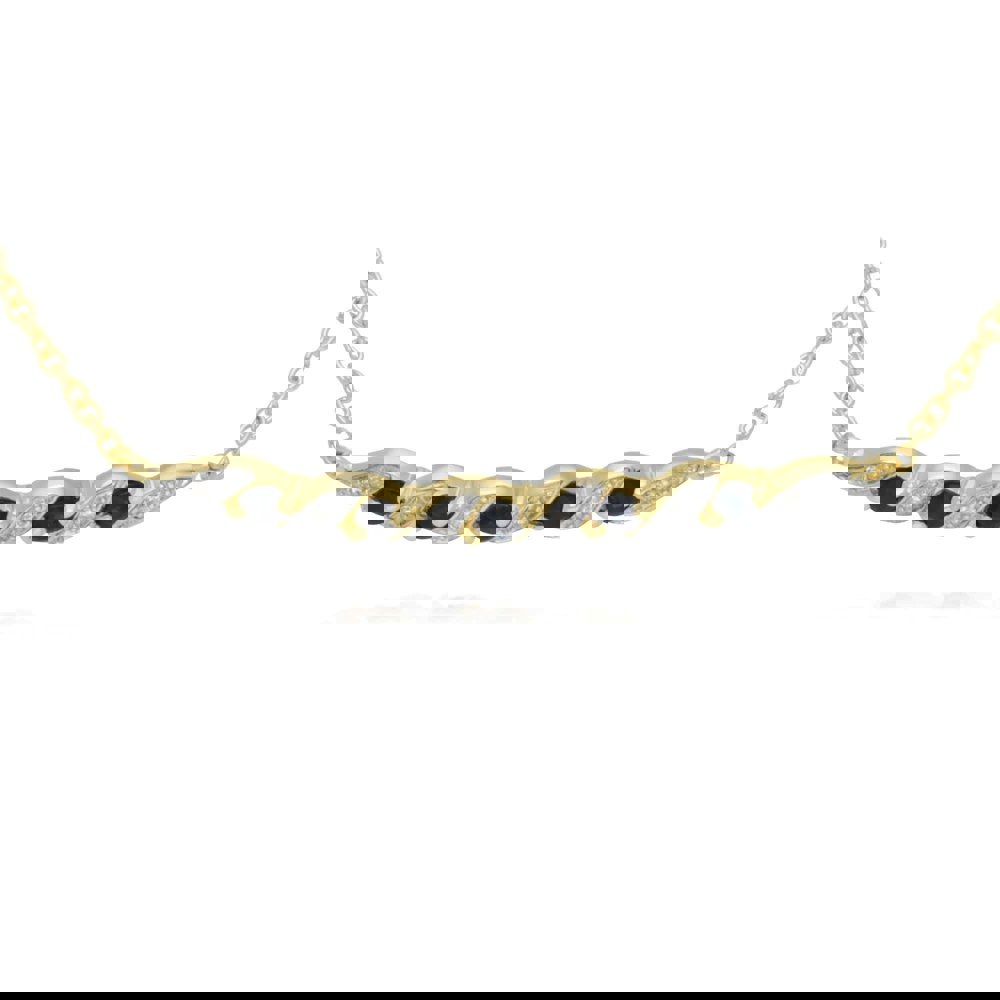 135L0265029 Classic Sapphire & Diamond Spiral Bracelet in 9ct Yellow Gold 2