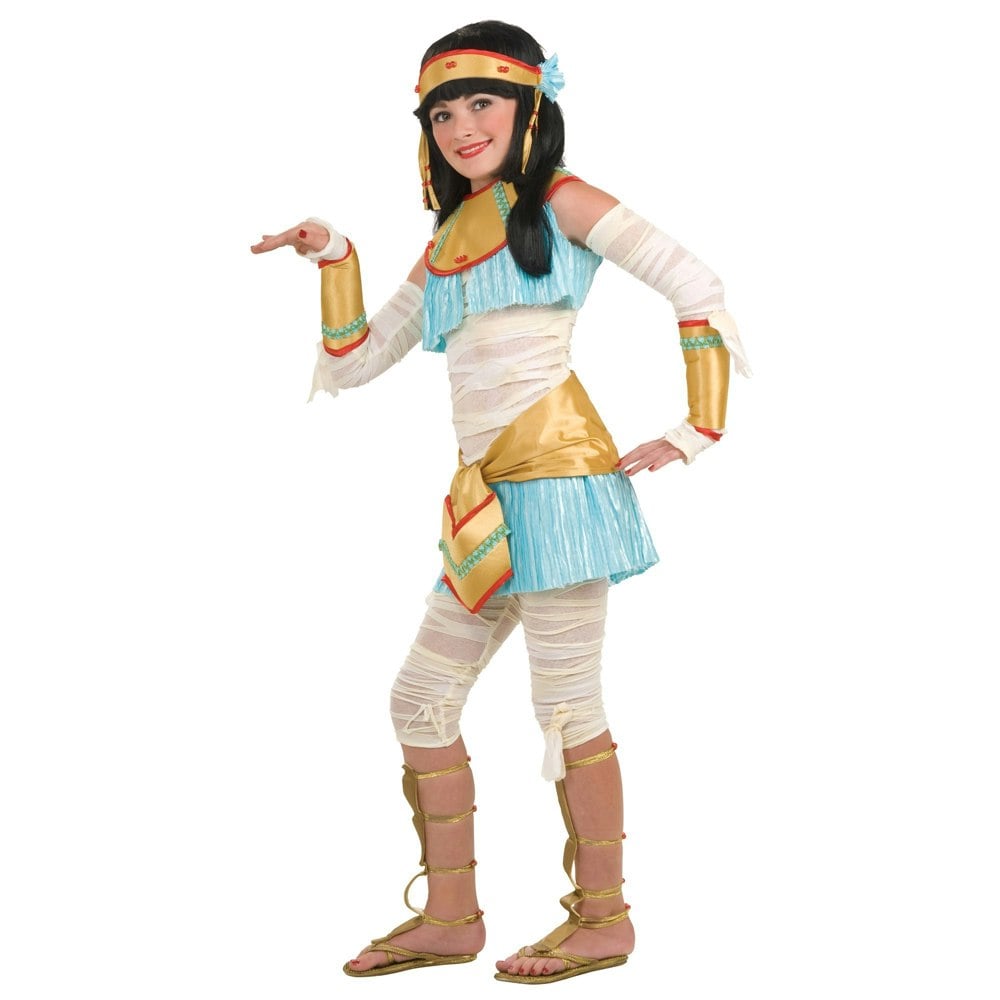 Bristol Novelty Girls Egyptian Ista Mummy Costume - Gold/Blue/White