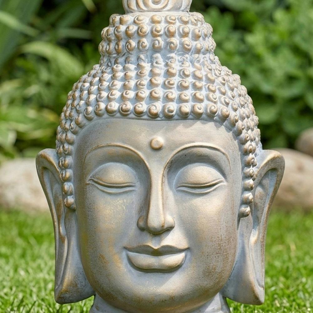 Garden Greatness Brushed Buddha Head Garden Figurine