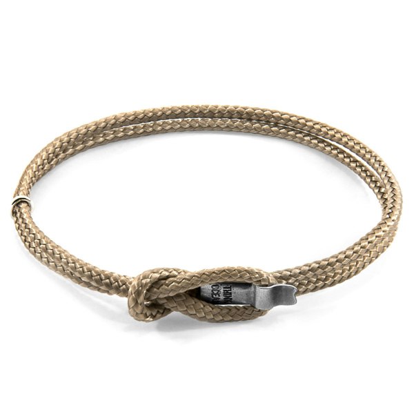 Anchor & Crew Sand Brown Think Ocean Signature Silver and Rope Bracelet