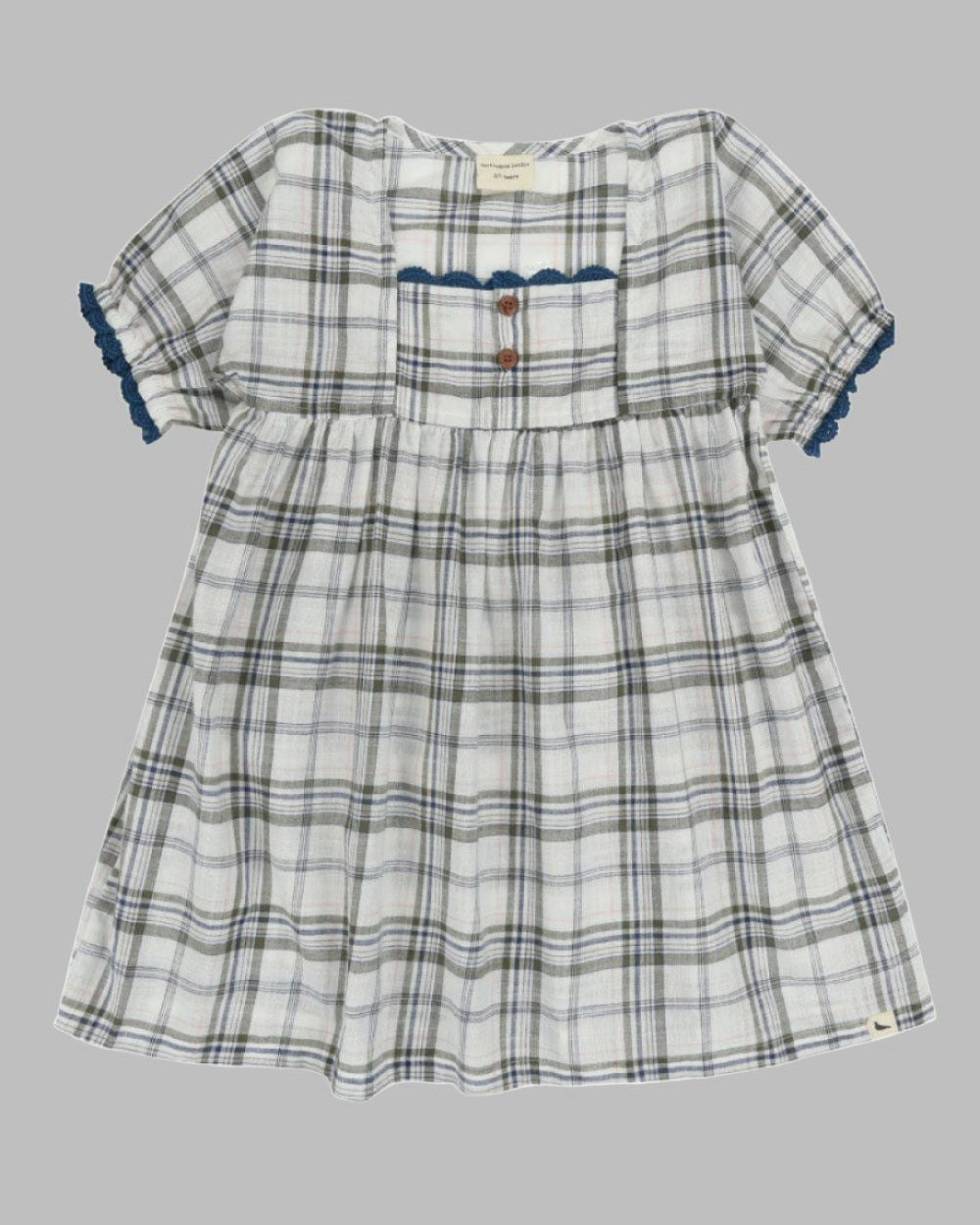 organic cotton Multicolour Check Print Scallop Edge Dress - image 1
