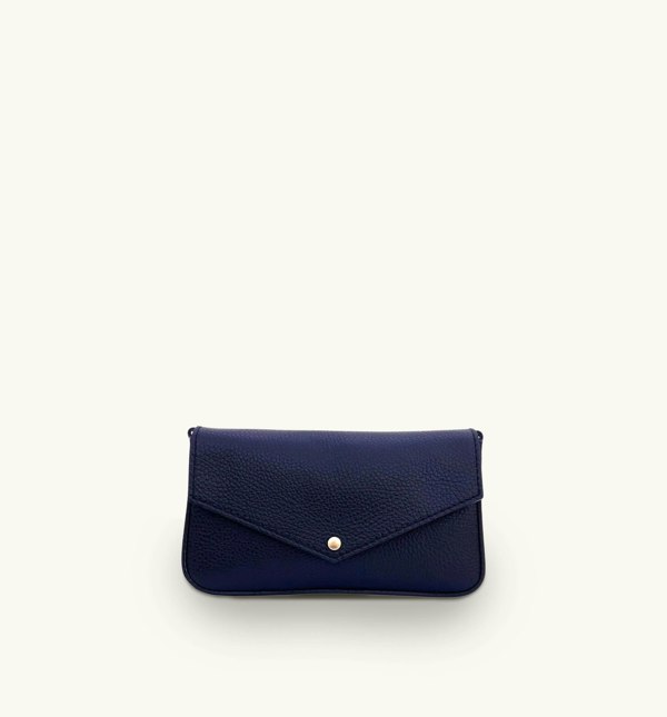 Apatchy London The Munro Leather Shoulder Bag - Navy