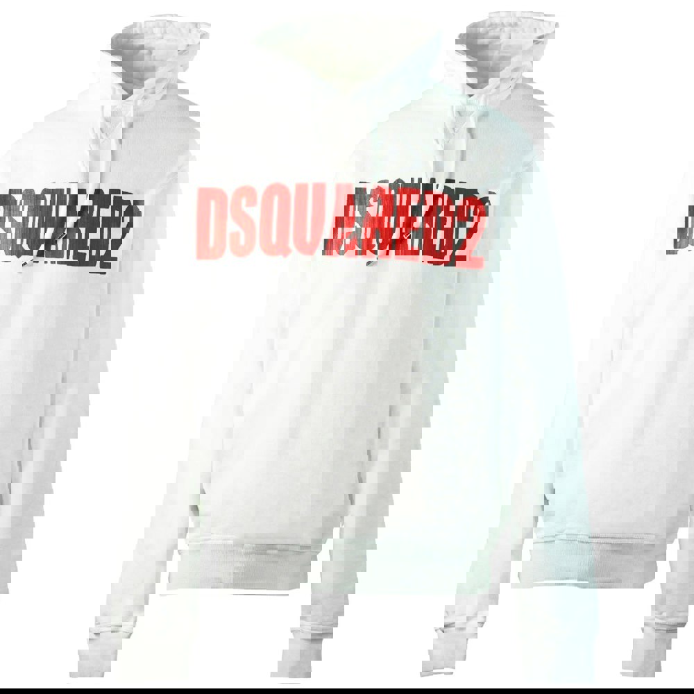 Dsquared2 New Dan Fit Large Logo White Hoodie - Nova Clothing