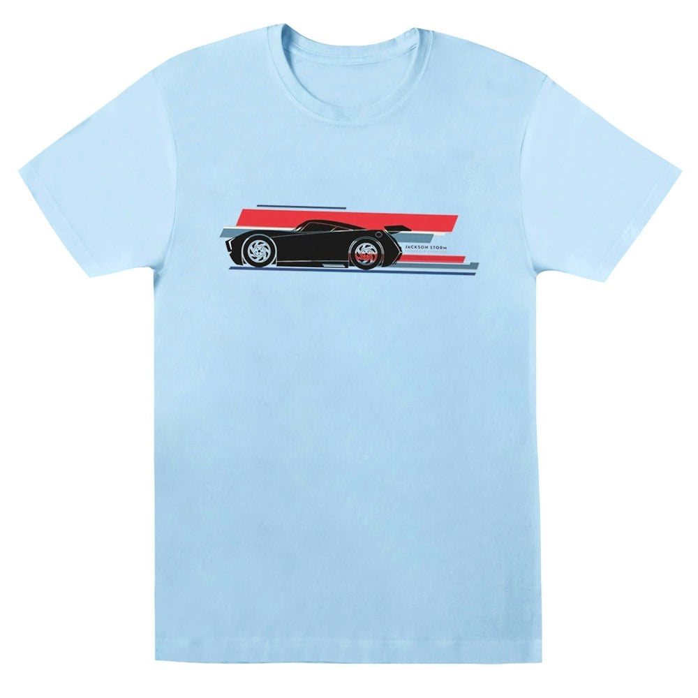 Disney Mens Cars Jackson Storm Stripes T-Shirt - Baby Blue