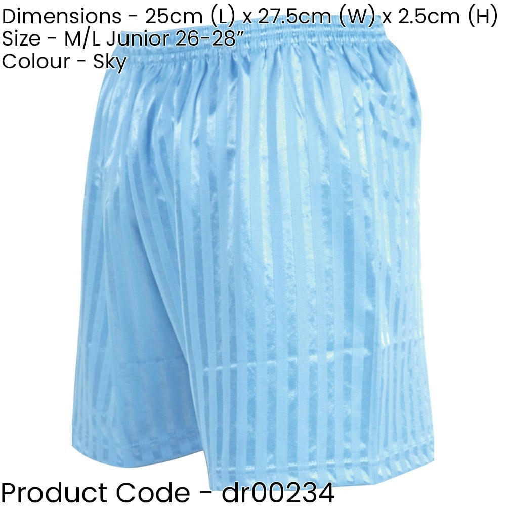 M/L - SKY BLUE Junior Sports Continental Stripe Training Shorts Bottoms Football