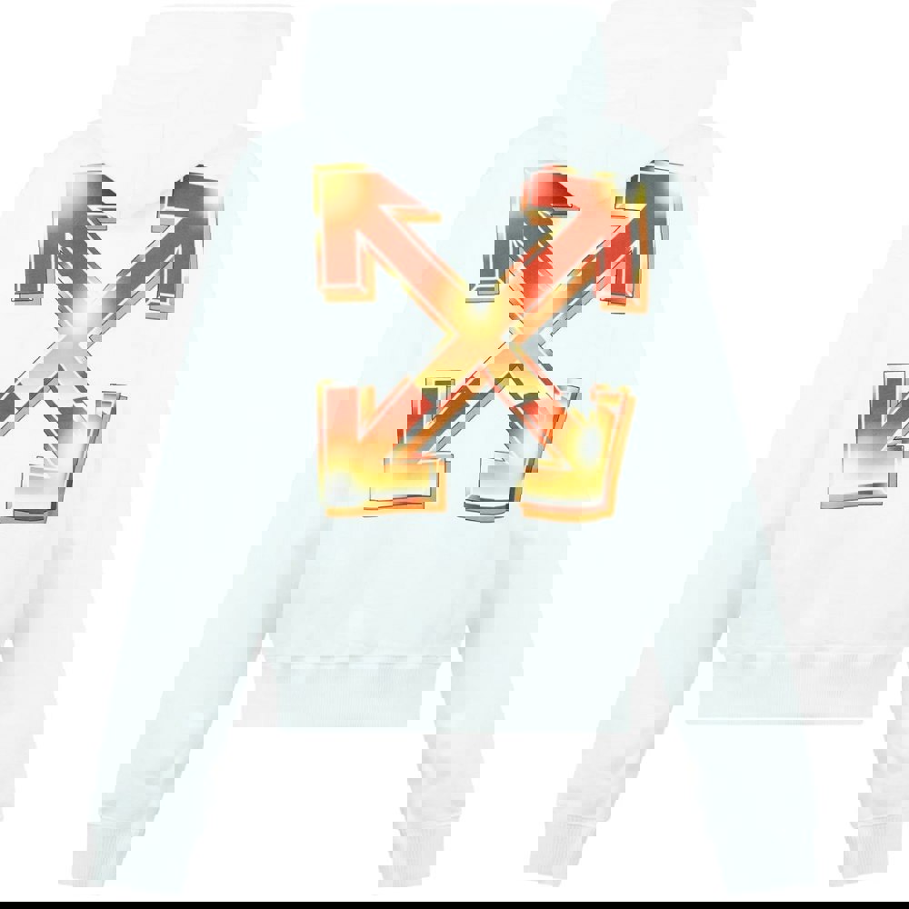 Off-White Orange Metal Arrow Logo Skate White Hoodie XS