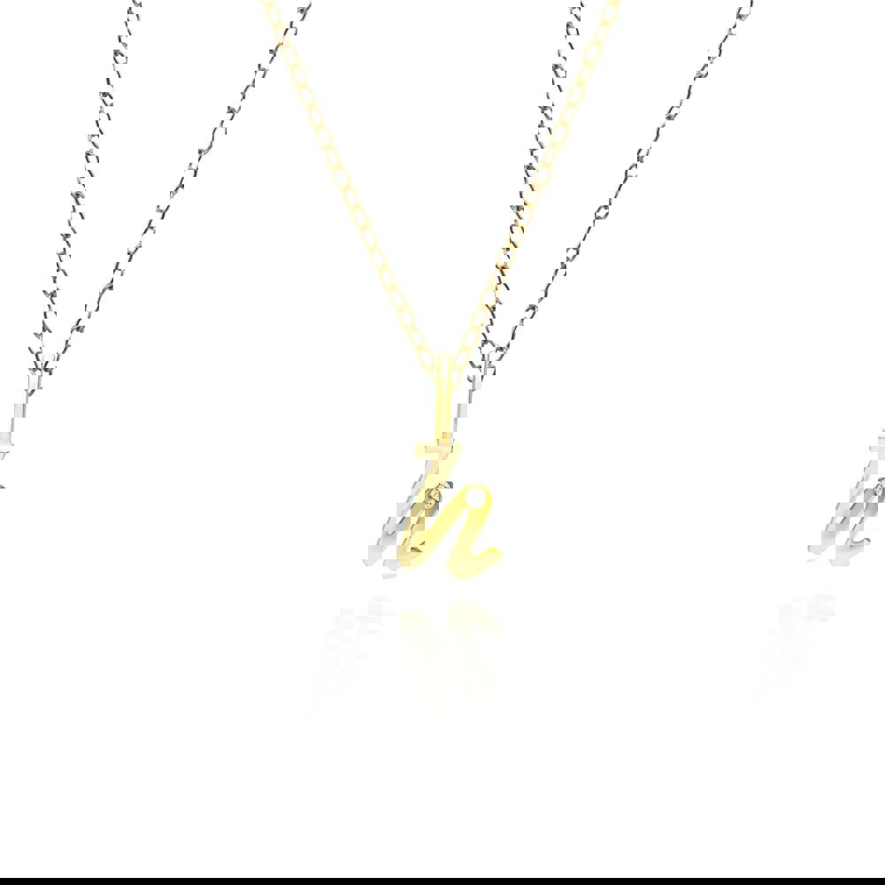 191P0779019 Alphabet Letter H Diamond pendant in 9ct Yellow Gold Front
