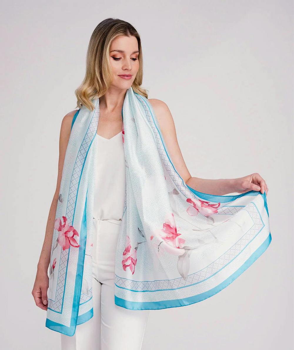 Pia Rossini Libbie - Floral Satin Silk Scarf