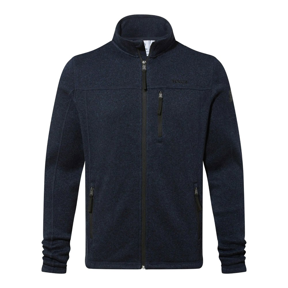 Tog24 Men's Dark/Indigo Cresswell Marl Knitlook Fleece Jacket - Dark Indigo - Dark Indigo - Small